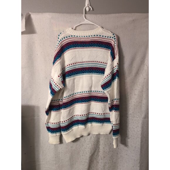 St John’s Bay Vintage Geometric Knit Cotton Heavyweight Sweater Size L USA - Picture 3 of 6